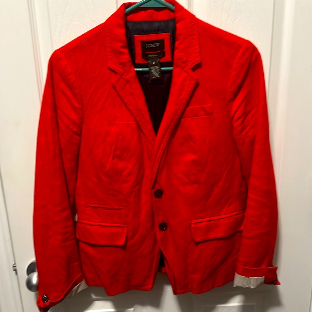 J.crew schoolboy red linen blazer
